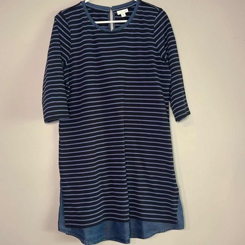 J. Jill striped long sleeve sweater pullover dress with pockets MP